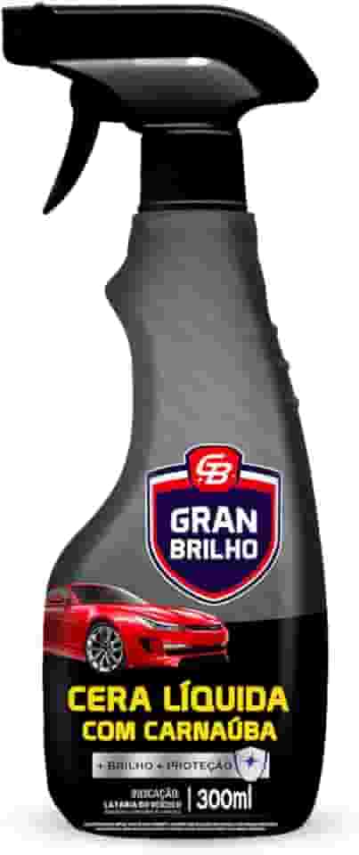 Cera Automotiva Líquida Carnaúba Com Gatilho Gran Brilho 300Ml, Gran Brilho, Cera Líquida Spray Para Veículos, Preto, Mais Brilho E Mais Proteção, Protege De Intempéries E Não Mancha As Borrachas