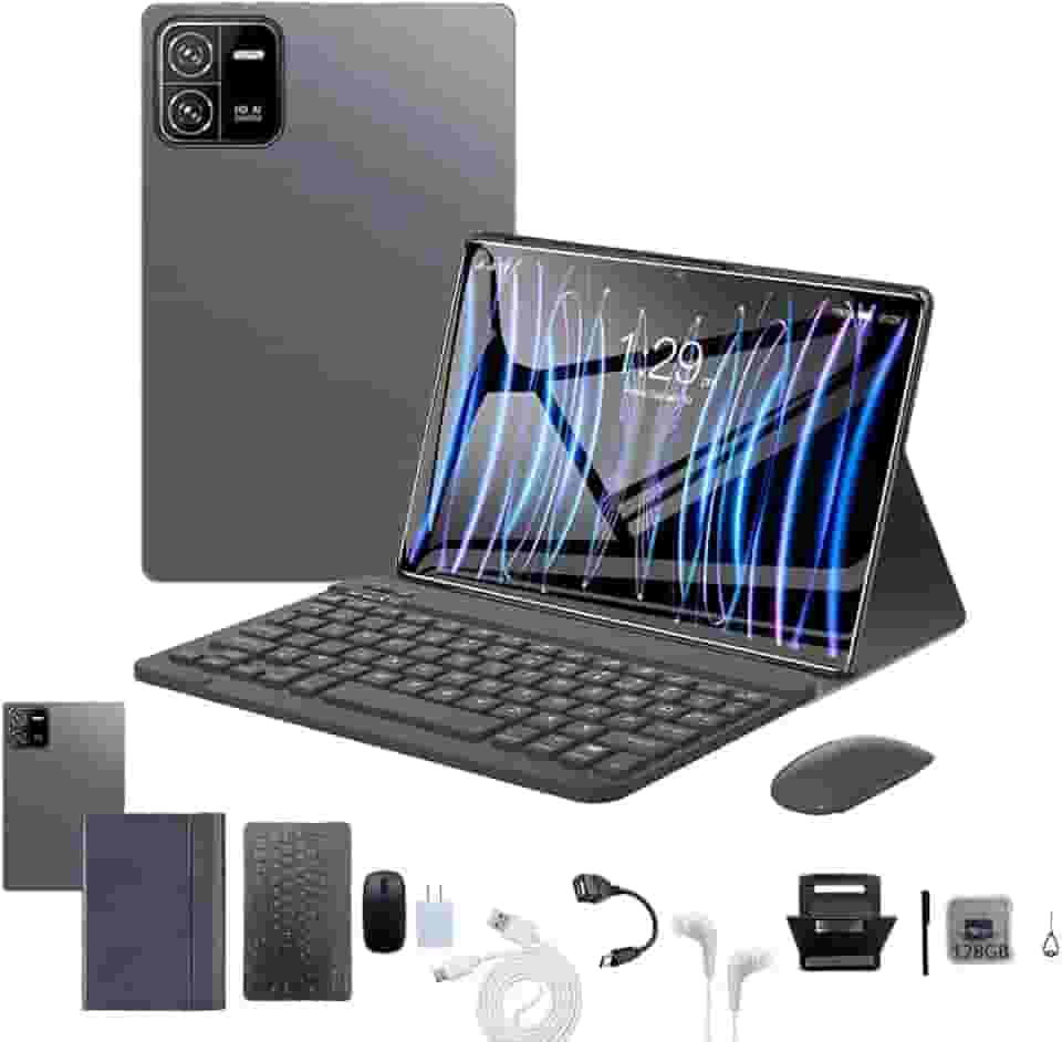 3 em 1 Tablet, com Capa/Teclado/Mouse, 10.1 Polegada, 1920×1200 Tela, 1920x1200 Tela Processador Octa-Core, 12GB RAM+512GB ROM, Câmera de 16MP + 32MP, Android 13, 8000mAh, Versão WiFi (preto)