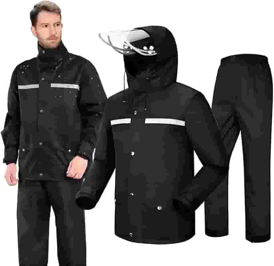 Kit Capa de Chuva para Moto com Jaqueta Refletiva e Calça Impermeável – Ideal para Motoqueiro, Ciclismo e Entregadores – Alta Visibilidade e Proteção Completa – Tamanho XG 170-175cm 60-75kg - Shop100