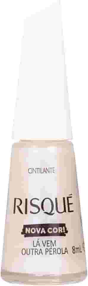 Esmalte Branco Risqué Lá vem Outra Pérola Cintilante 8ml