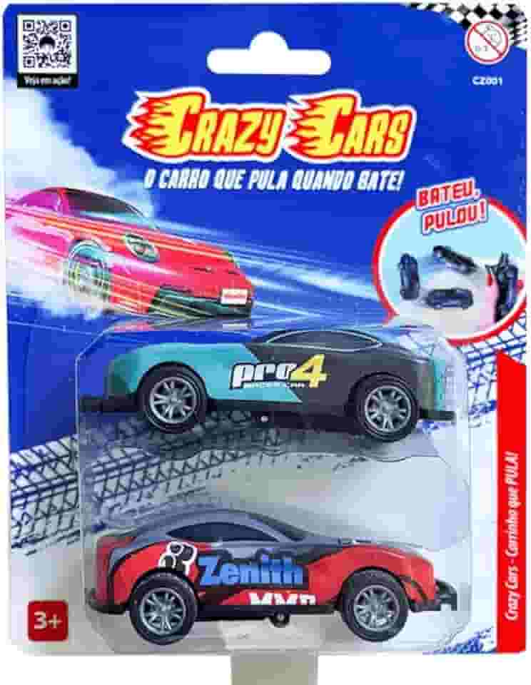 Brinquedo Carrinho Maluco Bate E Pula Kit Com 02 Crazy Cars