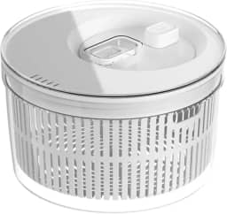 Secador e Centrifugador de Saladas Grande 5,5 Litros - Lava e Seca Folhas, Legumes e Verduras com Bowl e Cesto Removíveis