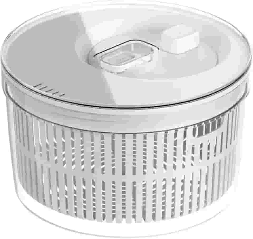 Secador e Centrifugador de Saladas Grande 5,5 Litros - Lava e Seca Folhas, Legumes e Verduras com Bowl e Cesto Removíveis