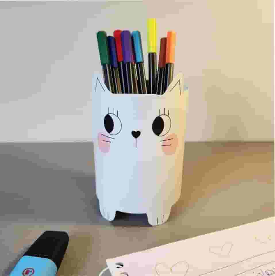 Porta Caneta, Porta Lápis, Suporte de Caneta para mesa, Organizador de mesa, Multiuso Gata Mimi - GEGUTON