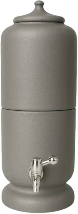 Filtro de Barro Artesanal, 6 Litros, Cinza, com Torneira e Vela Filtrante, 46 cm Altura