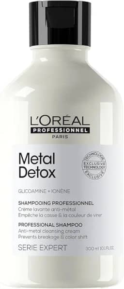 L'Oréal Professionnel Shampoo Metal Detox, para maciez, brilho & sedosidade, maior durabilidade da cor, para cabelos coloridos e danificados, 300ml
