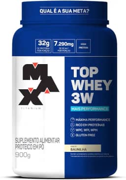 Max Titanium Top Whey 3W Mais Performance 900G Baunilha -
