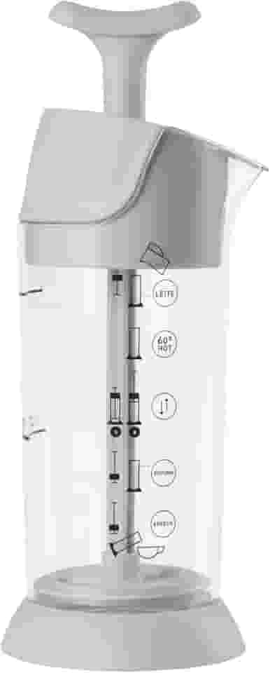 Espumador de Leite Pressca – Cremeira Manual Para Leite Quente e Frio, Livre de BPA, Vai ao Micro-ondas, Alta Resistência, Café Cremoso em Segundos- Cor:Cinza Fendi