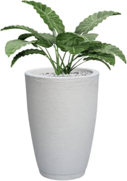 Vaso Polietileno Para Plantas Jardim Sala Luxo Cone Bojo 1 Com Prato (Branco)