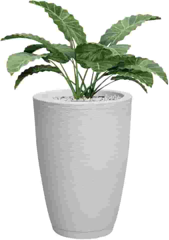 Vaso Polietileno Para Plantas Jardim Sala Luxo Cone Bojo 1 Com Prato (Branco)