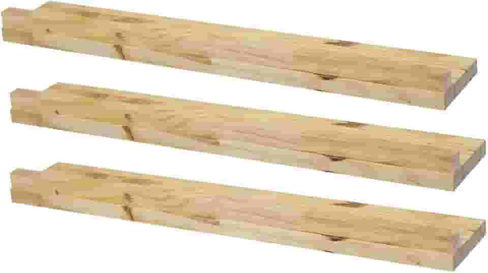 KIT 3 Prateleiras Quadros Fotos 60x10 Madeira Painel Pinus + Suporte