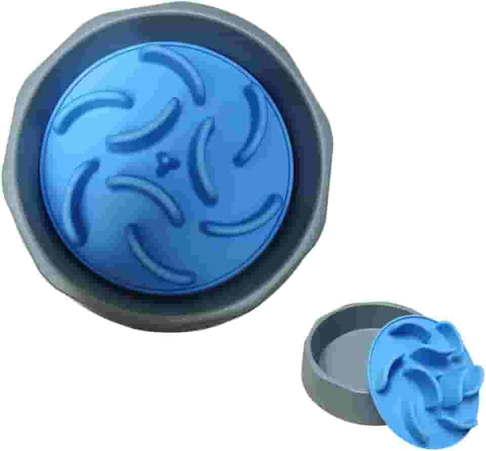 Comedouro Lento para Cães e Gatos - Pote Plástico e Labirinto de Silicone - Incentivo a Mastigação - Tamanho Médio (Azul)