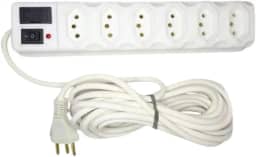 Filtro De Linha 5 Metros Régua Protetor Elétrico 6 Tomadas (Branco, 5 metros)