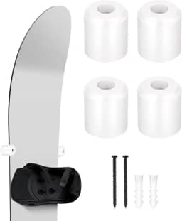 Suporte vertical de parede para snowboard – Sistema de armazenamento de snowboard de borracha PU, acessórios de snowboard premium para pranchas com fixações, suporte de exibição para organização de