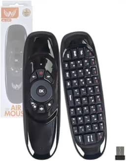 Controle Air Mouse com Teclado QWERTY, Sensor de Movimento 2.4GHz, 10m Alcance, para Smart TV e PC