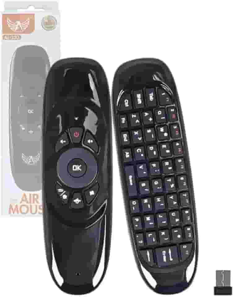 Controle Air Mouse com Teclado QWERTY, Sensor de Movimento 2.4GHz, 10m Alcance, para Smart TV e PC