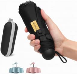 Guarda chuva de Bolso Ultra Compacto e Versátil – Mini Guarda-chuva Dobrável com Proteção UV, Leve e Portátil – Inclui Estojo Estilo Cápsula para Chuva e Sol