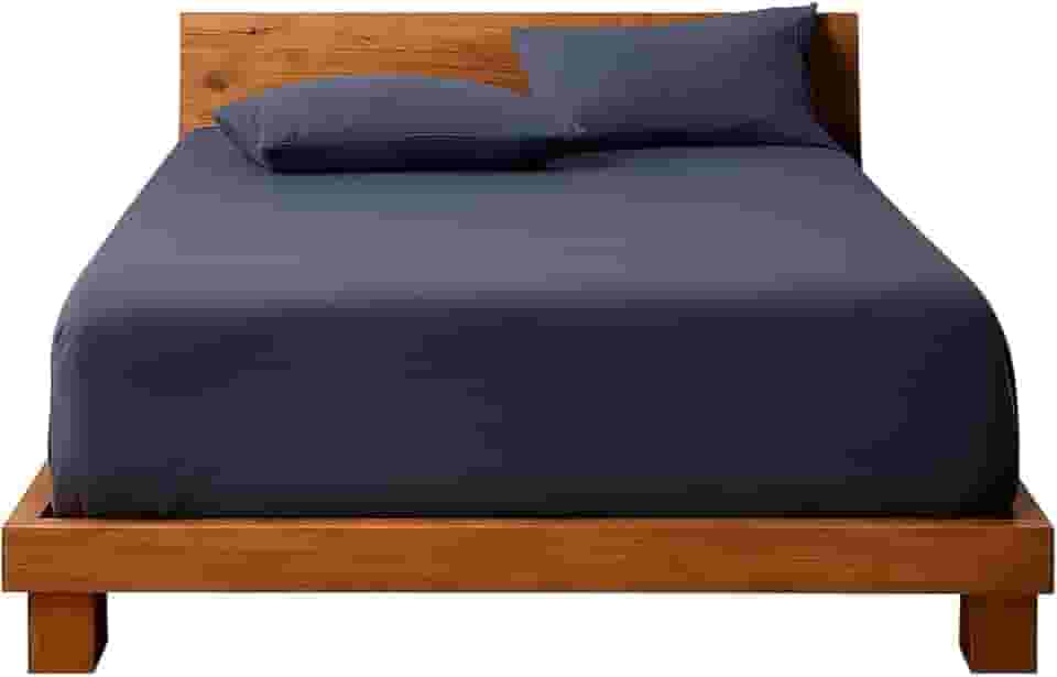 Decolab Jogo de Lençol Malha 100% Algodão Extra Macio - Roupa De Cama Antiácaro, Inclui Lençol Com Elástico (Forro) E Fronhas (Azul-marinho, Casal Simples)