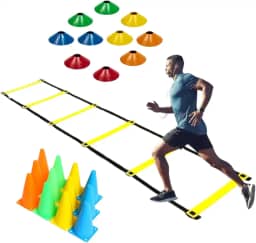 Kit Agilidade Treino Aeróbico Funcional 10 Mini Cone + 10 Mini Chapéu Kit 21 peças, Treinamento Funcional Completo