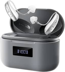 Ampl1ficad0r Aud1tiv0 JIN-GH40 JH-D26AT Recarregável Discreto c/Ajuste de Volume para Suporte Aud1tiv0 Pessoal e Cl4reza Sonor4. Kit Completo e Portátil