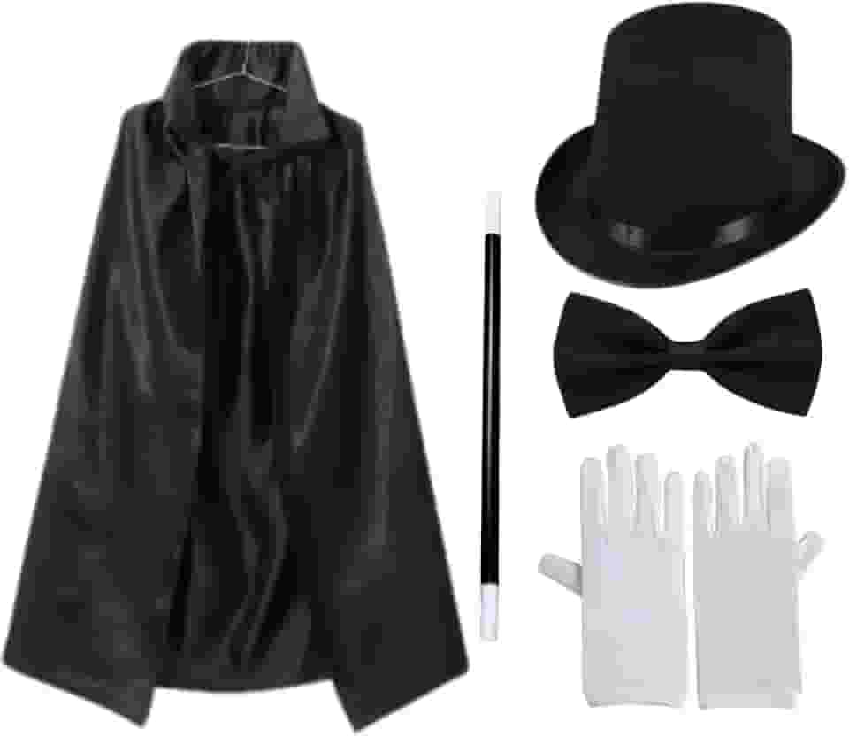 Fantasia de Mágico Cartola Varinha Gravata Capa Adulto Masculino Feminino(Fantasia sem Capa)