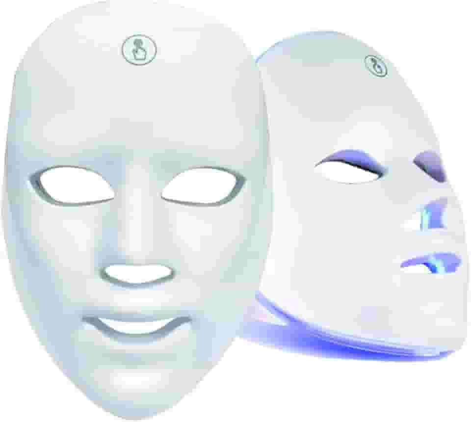 Máscara de Terapia LED, 7 Cores, para Tratamento Facial, Uso Doméstico e Viagem
