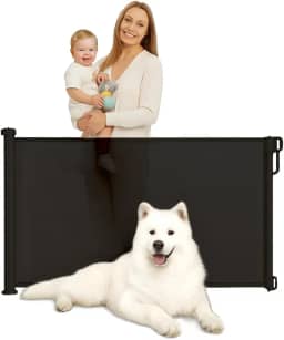 Grade de Proteção Retrátil 140x86cm | Ideal para Pets e Bebês | Portão de Segurança para Escadas, Portas e Ambientes | Fácil de Instalar | Portão Tela de Segurança Cercadinho Pet Bebe