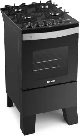 Fogão 4 Bocas a Gás Itatiaia Itaglass Plus Mesa de Vidro Acendimento Automático Preto Bivolt