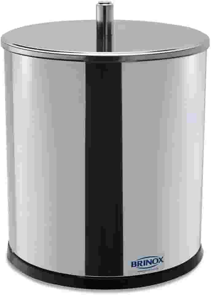 Lixeira Inox com Tampa, 5,4 Litros, Decorline Lixeiras, 18,5 x 23 cm, Aço Inox, Brinox