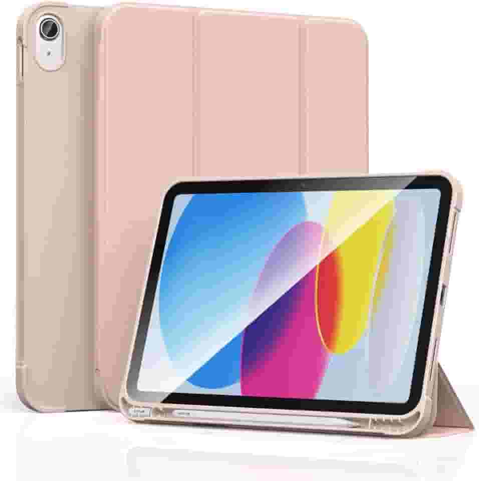 Capa Capinha para iPad 10ª Geração (2022) Com Suporte para Caneta A2696 A2757 A2777 Rosa