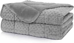 Cobertor ponderado solteiro Huloo Sleep de 6,8 kg para adultos (122 x 192 cm, cinza), cobertor macio e respirável para todas as estações, cobertor pesado com contas de vidro premium