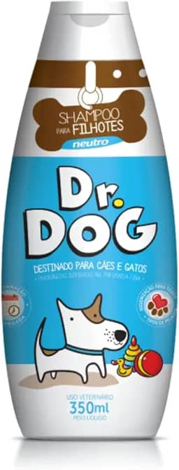 Shampoo para Cachorros e Gatos Filhotes Neutro Dr Dog 350ml hipoalergênico peles sensíveis, antialérgico, não irrita os olhos, Cheirinho Bebê
