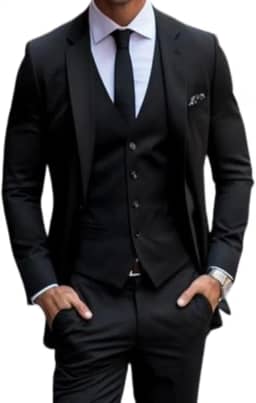 TERNO SLIM MASCULINO - Terno Slim Corte Italiano 2 Botões - Preto - Poliéster - Slim - Manga Comprida - Regular - Homens - Formal