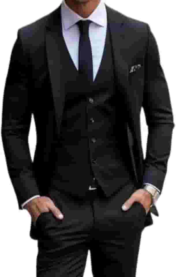 TERNO SLIM MASCULINO - Terno Slim Corte Italiano 2 Botões - Preto - Poliéster - Slim - Manga Comprida - Regular - Homens - Formal