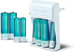 Carregador de Pilhas Multi AA/AAA Bivolt, Leve e Portátil com 8 Pilhas AA 2500mAh Incluídas - CB093