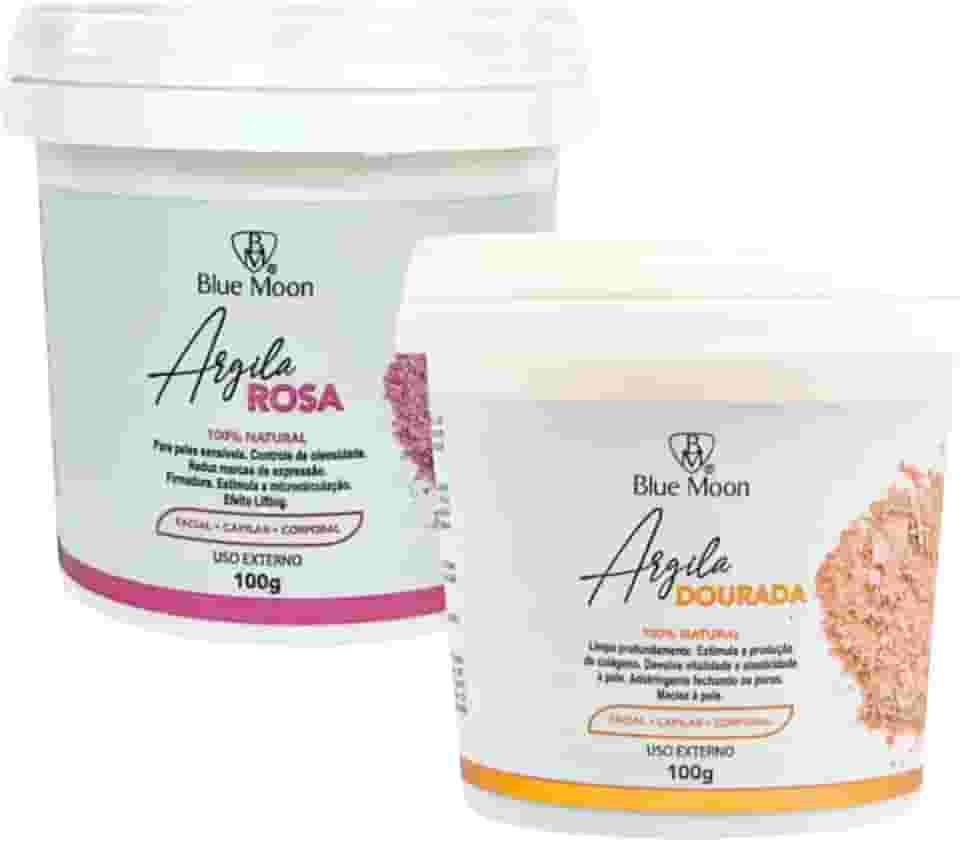 Kit 2 Argila Dourada e Rosa Facial Corp Cap Blue Moon 100g