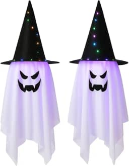 Kit 2 Fantasmas Decoração De Halloween, Com Luzes LED Enfeite