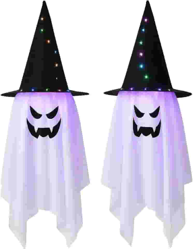 Kit 2 Fantasmas Decoração De Halloween, Com Luzes LED Enfeite
