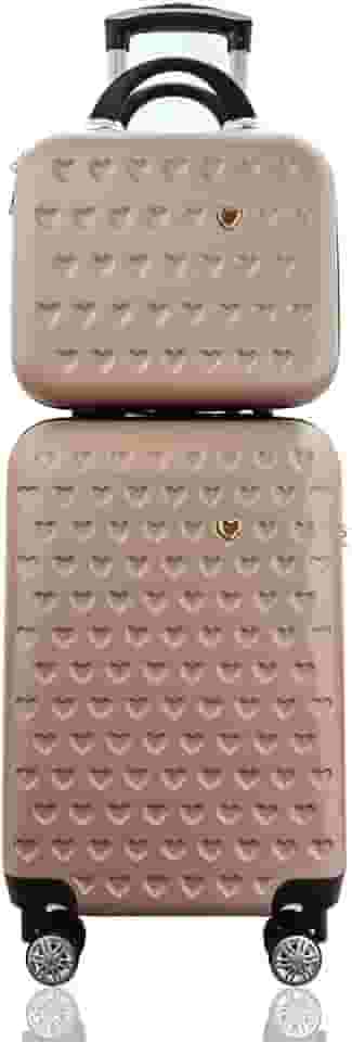 Kit Conjunto Mala de Bordo 10 kg para Viagem em ABS Cadeado Integrado Rodas 360º mais Frasqueira Rígida Gladiador C1MB Rose Gold