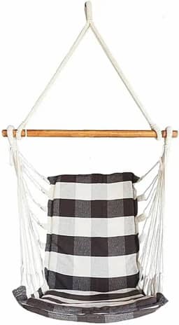 Cadeira de balanço suspensa rede de teto Cor:Marrom com cru xadrez