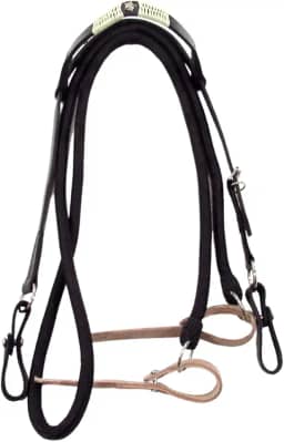 Cabeçada Preta e Rédea Preta Para Cavalo Trançada Zamac Estrela
