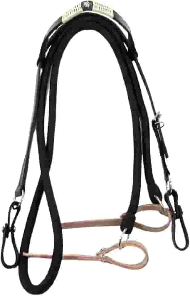 Cabeçada Preta e Rédea Preta Para Cavalo Trançada Zamac Estrela