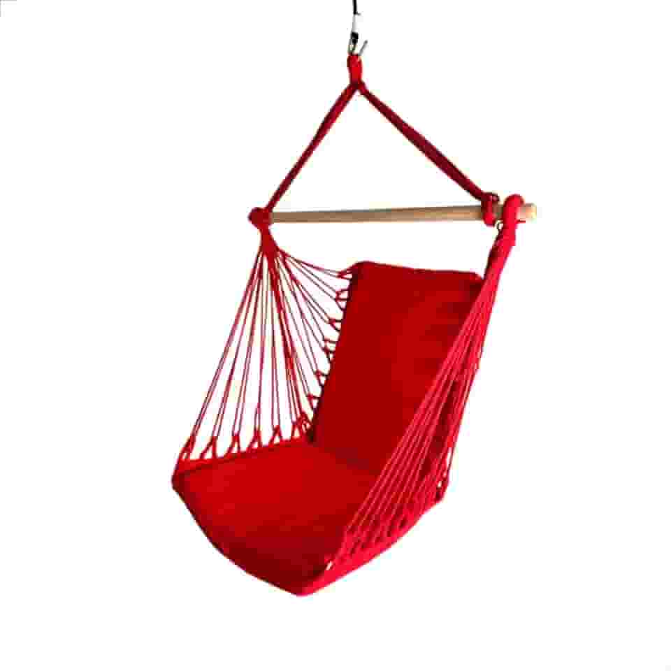 Rede Cadeira de Balanço Suspensa Corda Trançada Resistente Pendurada Teto Descanso Área de Piscina (Vermelho Claro)