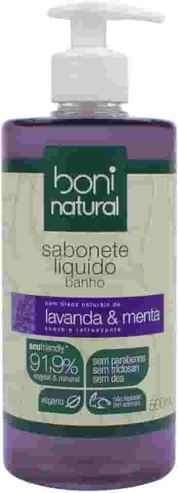 Sabonete Líquido de Lavanda e Menta, Vegano e Natural, Altamente Hidratante e Perfumado, Boni Natural, 500ml