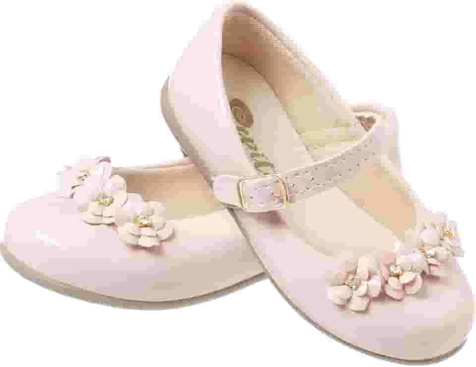Sapatilha Infantil Branca com Laço de Flores para Meninas