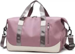 Bolsa de Viagem Esportiva, Mala de Mão com Alça Transversal, Grande Capacidade para Academia e Viagens (Rosa Malva)