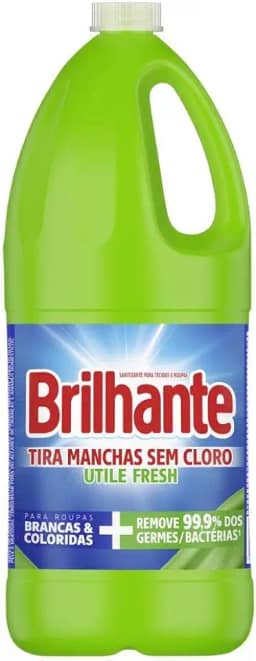 Brilhante Sanitizante Tira-Manchas Líquido Roupas Brancas E Coloridas Fresh Sem Cloro Utile Frasco 2L