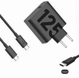 Carregador USB-C, 125W, Super Turbo, Adaptador de Energia com Cabo Tipo C, Preto. Carga Ultrarrápida. Compatível com vários modelos de celulares. Tecnologia de carregamento rápido.