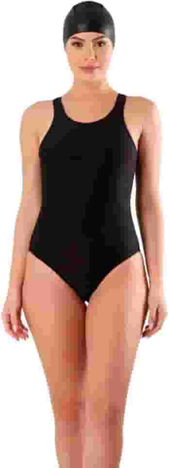 Maiô Feminino com Touca de Natação – Costas Vazadas, Secagem Rápida, Ideal para Praia, Piscina e Hidroginástica - Conforto e Durabilidade