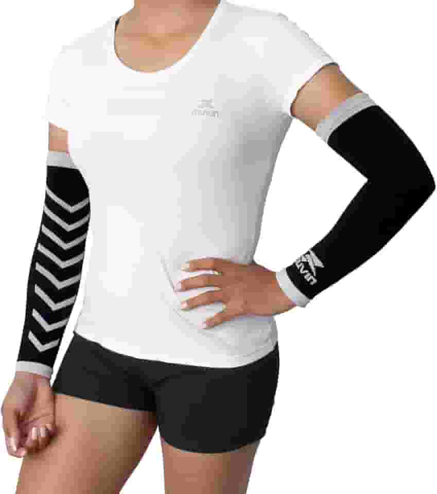 Manguito Longo Arrow Muvin - 01 Par de Manguito de Compressão - Material com Boa Respirabilidade - Manga - Protetor - Caminhada - Corrida - Ciclismo - Volêi - Maior Desepenho Muscular - Unissex